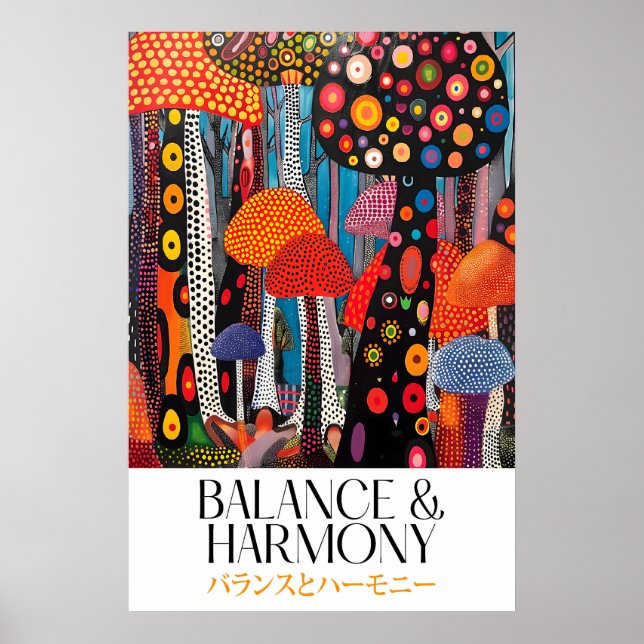 Colorful Mushroom Art Print Psychedelic Forest (Front)