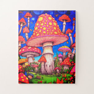 Colorful Mushrooms 30 Large Pieces on a  Jigsaw Puzzle