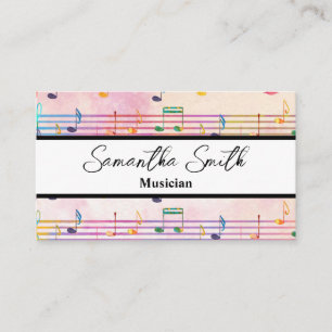 Colorful Music note Musician Music Teacher  Business Card
