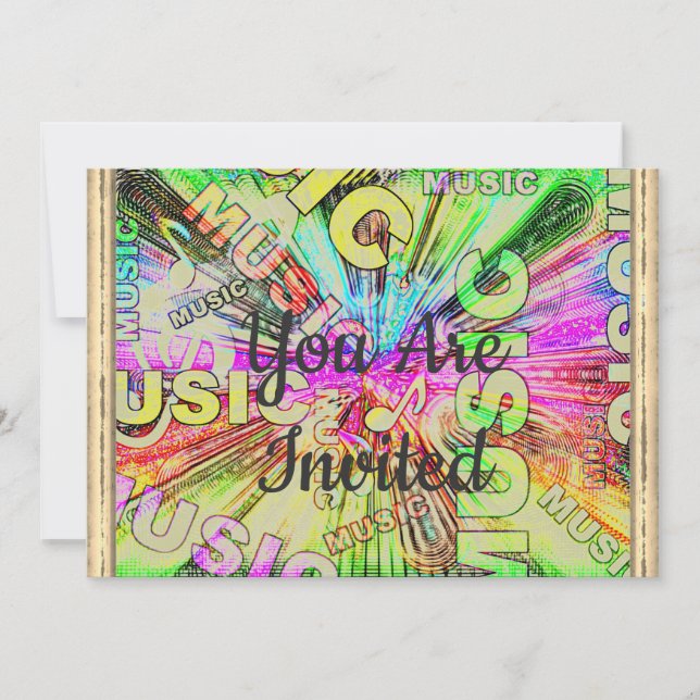 Colorful Music Notes Invitation (Front)