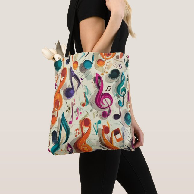 Colorful Music Pattern Tote Bag (Close Up)