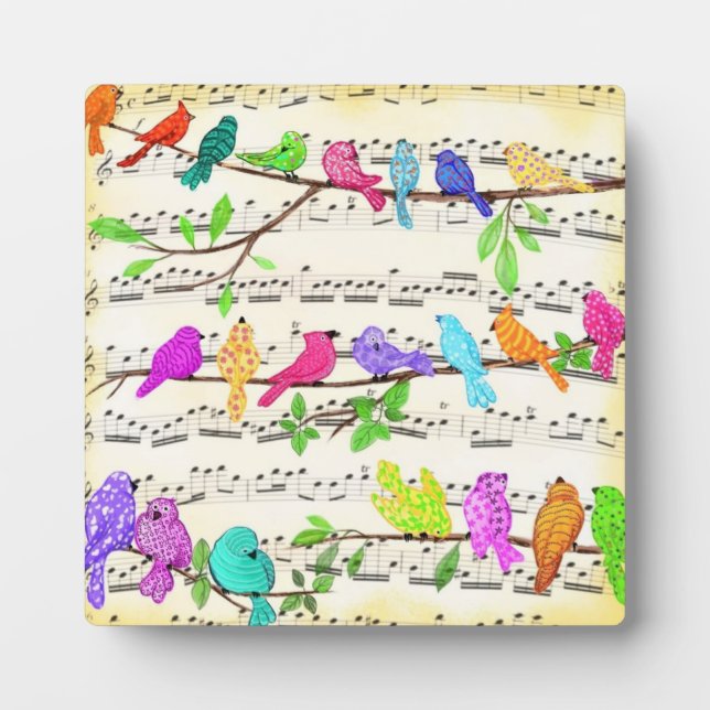 Colorful Musical Birds Spring Plaque (Front)