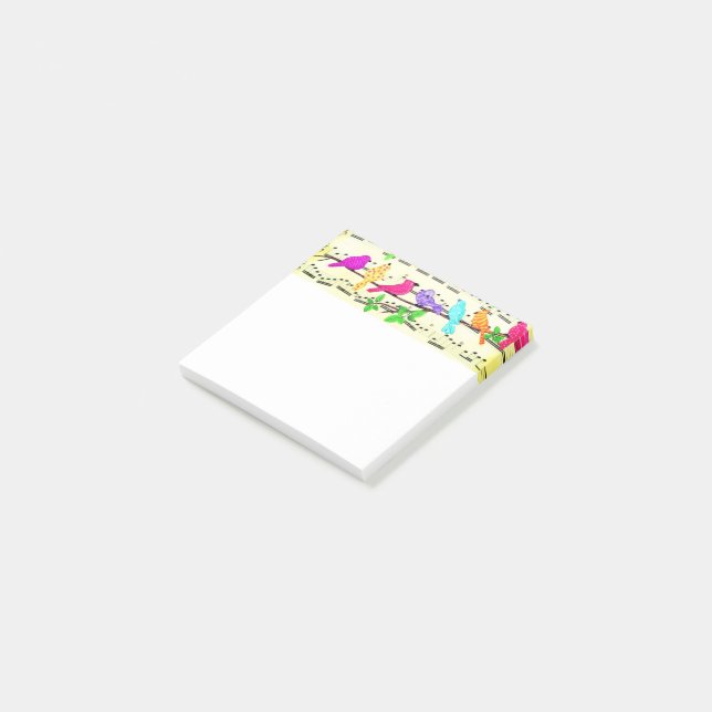 Colorful Musical Birds Sticky Notes Spring Joy (Angled)