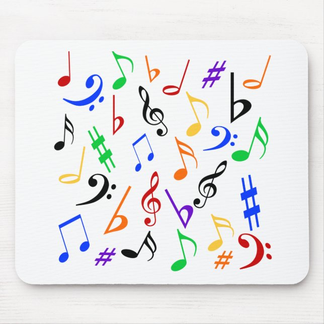 Colorful Musical Notes Mousepad (Front)