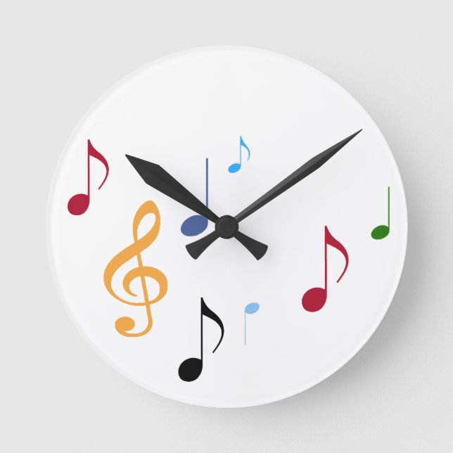 colorful musical notes round clock (Front)