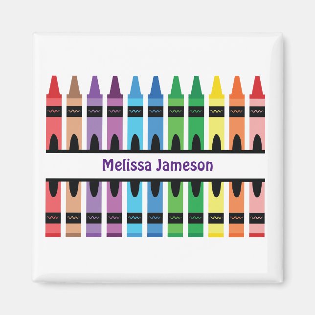 Colorful Name Monogram Pencils Crayon Magnet (Front)