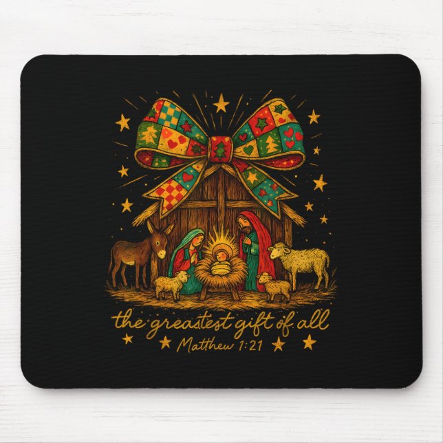 Colorful Nativity – Greatest Gift Matthew 1_21  Mouse Mat (Front)