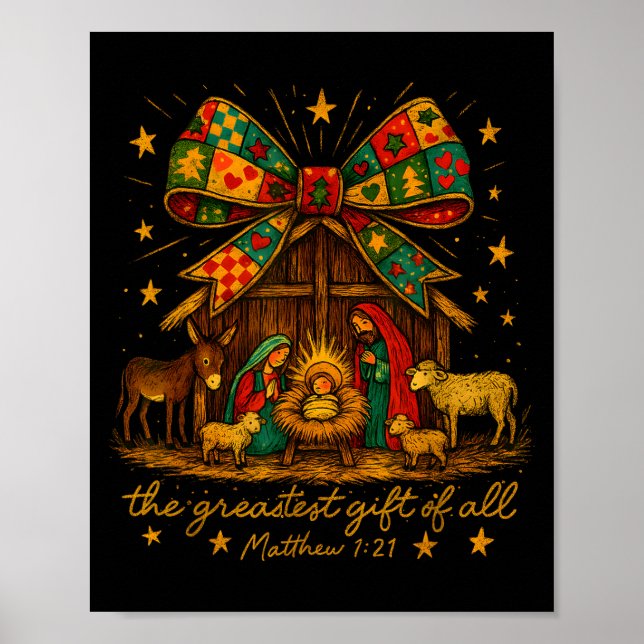 Colorful Nativity – Greatest Gift Matthew 1_21  Poster (Front)