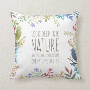 Colorful Nature Inspired Quote Throw Pillow