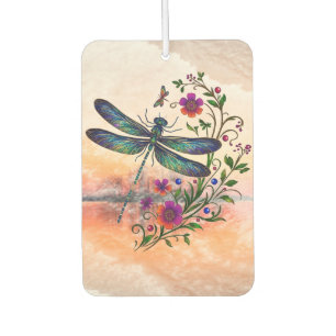 Colorful Nature Vibrant Dragonfly Floral Art Car Air Freshener
