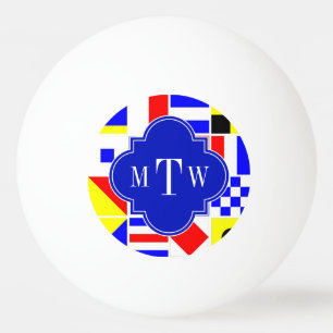 Colorful Nautical Signal Flags Royal 3I Monogram Ping Pong Ball