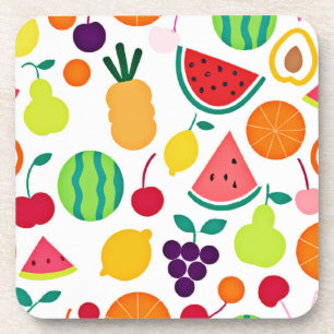 Colorful Neon Fruit Fiesta Coaster