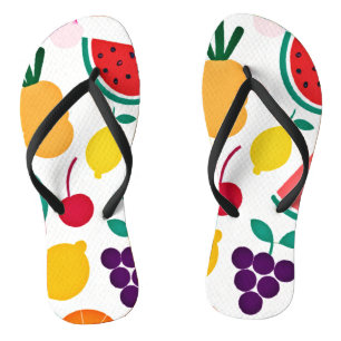 Colorful Neon Fruit Fiesta Flip Flops