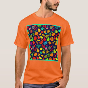 Colorful Neon Fruit Pattern Art T-Shirt
