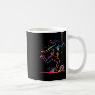 Colorful Neon Girl Soccer Art Splash Sport Design  Coffee Mug