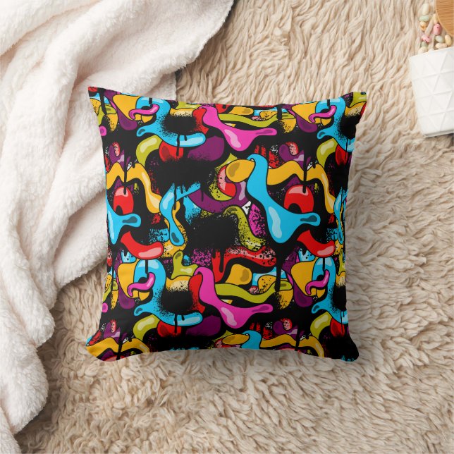 Colorful Neon Graffiti Hip Hop Street Art Cushion (Blanket)