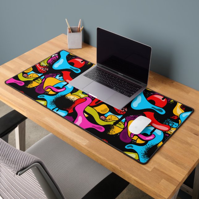 Colorful Neon Graffiti Hip Hop Street Art Desk Mat (Office 2)