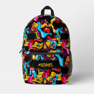 Colorful Neon Graffiti Hip Hop Street Art Kids Printed Backpack