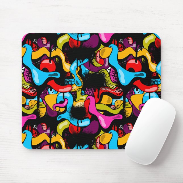 Colorful Neon Graffiti Hip Hop Street Art Mouse Mat (With Mouse)