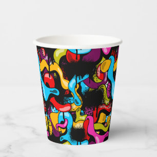 Colorful Neon Graffiti Hip Hop Street Art Paper Cups