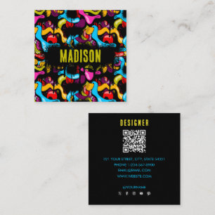 Colorful Neon Graffiti Hip Hop Street Art Square Business Card