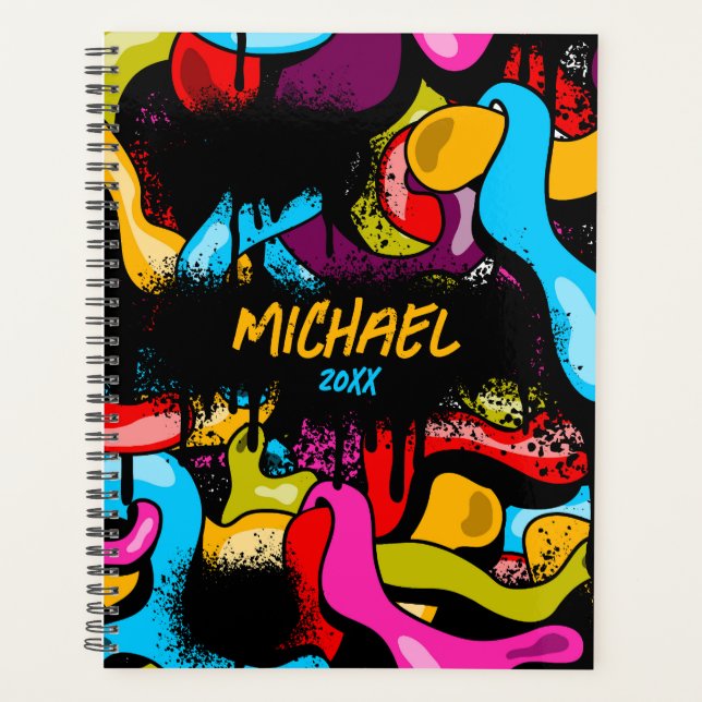 Colorful Neon Graffiti Hip Hop Street Art Teen Planner (Front)