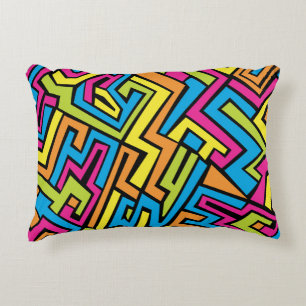 Colorful Neon Graffiti Street Art Pattern  Decorative Cushion