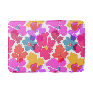 Colorful Neon Modern Flower Pattern Bath Mat