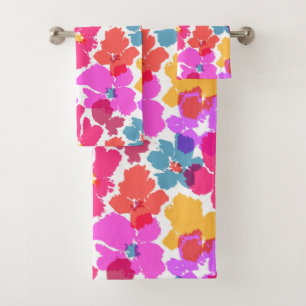 Colorful Neon Modern Flower Pattern Bath Towel Set