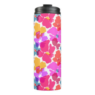 Colorful Neon Modern Flower Pattern Thermal Tumbler