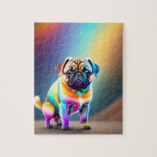 Colorful Neon Pug Jigsaw Puzzle