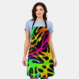 Colorful neon splatter paint design apron