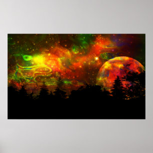 Colorful night sky poster