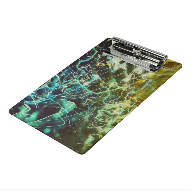 Colorful Noise Photo Abstract Electric Light Green Mini Clipboard (Angled3)