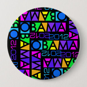 Colorful OBAMA 2012 button, huge 10 Cm Round Badge