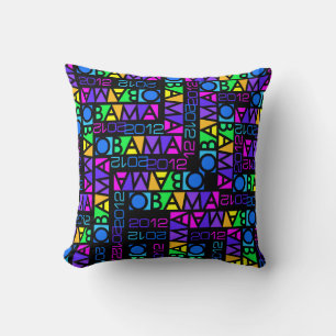 Colorful Obama 2012 throw pillow
