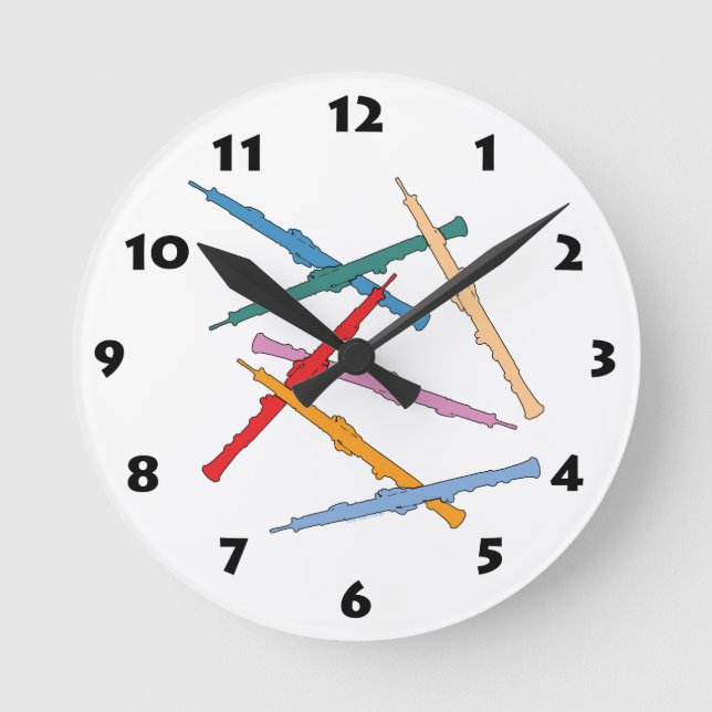 Colorful Oboe Round Clock (Front)