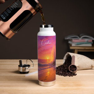 Colorful Ocean Sunrise makes a big splash - Water Bottle
