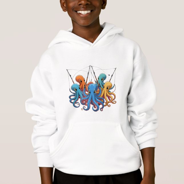 Colorful Octopus Crew – Kids’ Hoodie (Front)