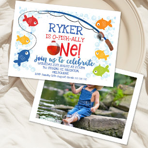 Colorful Ofishally One Fishing Bobber 1st Birthday Invitation