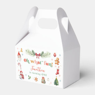 Colorful Oh What Fun 1st Christmas Birthday Party Favour Box