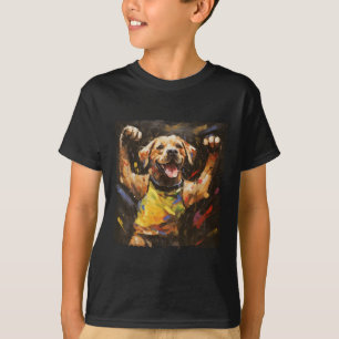 Colorful Oil Painting Of A Kickboxing Labrador Dog T-Shirt