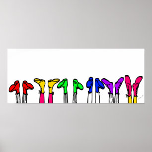 Colorful Old Fashioned Shoes Drawing Poster