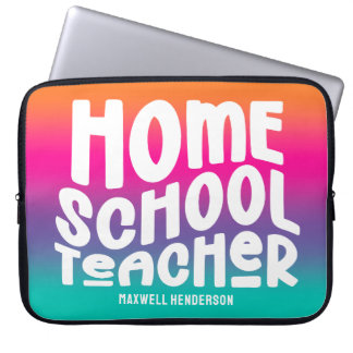 Colorful Ombre Homeschool Teacher Text Design Laptop Sleeve