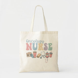 Colorful Oncology Nurse Retro Aesthetic Tote Bag