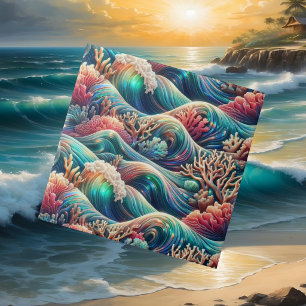Colorful Opal Ocean Waves Coral Reef Ceramic Tile