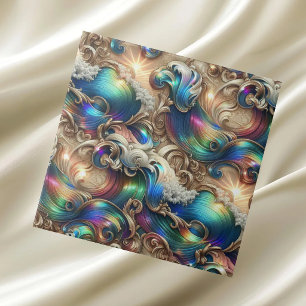 Colorful Opal Ocean Waves Coral Reef Ceramic Tile
