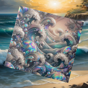 Colorful Opal Ocean Waves Coral Reef Ceramic Tile