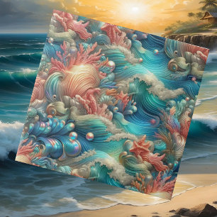 Colorful Opal Ocean Waves Coral Reef Ceramic Tile