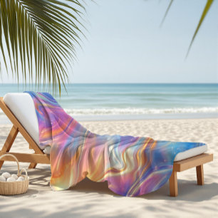 Colorful opal swirly flowing marble texture beach towel
